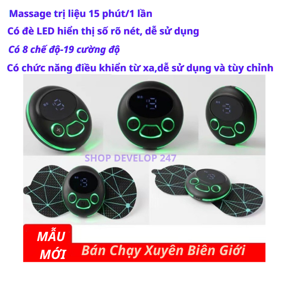 Máy Massage Xung Điện EMS có điều khiển từ xa,máy massage toàn thân,miếng dán massage cổ vai gáy thắt lưng bằng xung điện,8 chế độ - 19 cường độ xoa bóp sâu,giãn cơ lưu thông máu,giảm đau mỏi hiệu quả