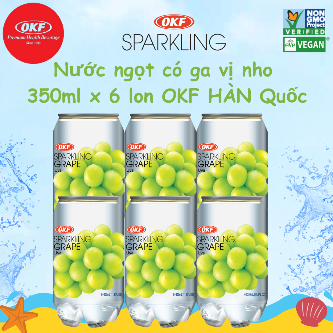 Nước ngọt có ga giải khát vị nho (NƯỚC NHO CÓ GA) OKF Hàn Quốc x 24 lon 350ml