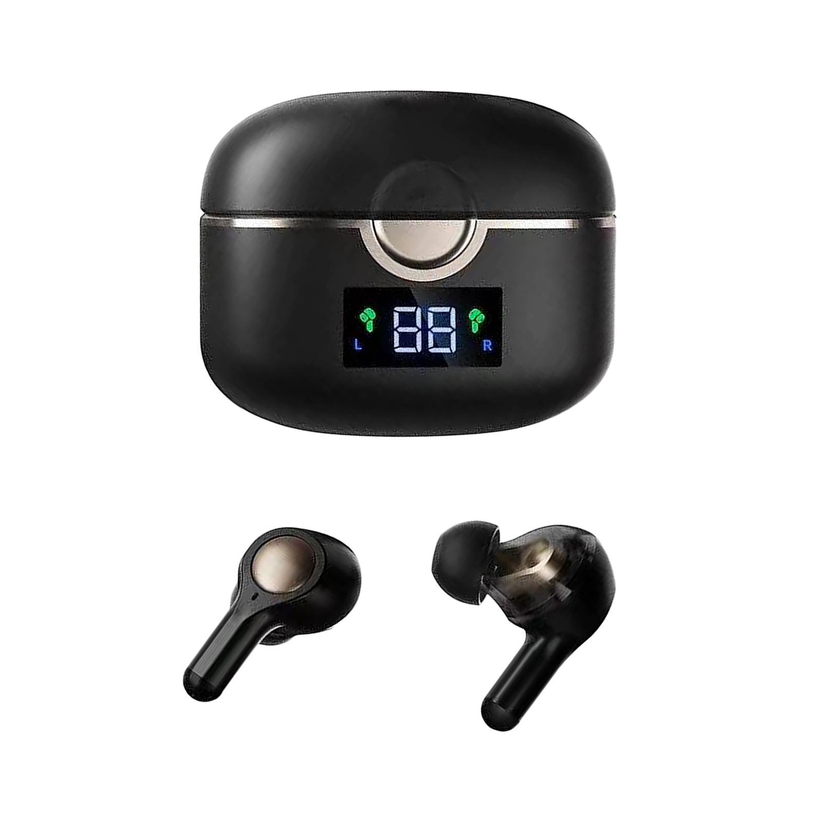Bluetooth 5.0  Wireless Earbuds LED Screen Display Deep Bass for Workout Black