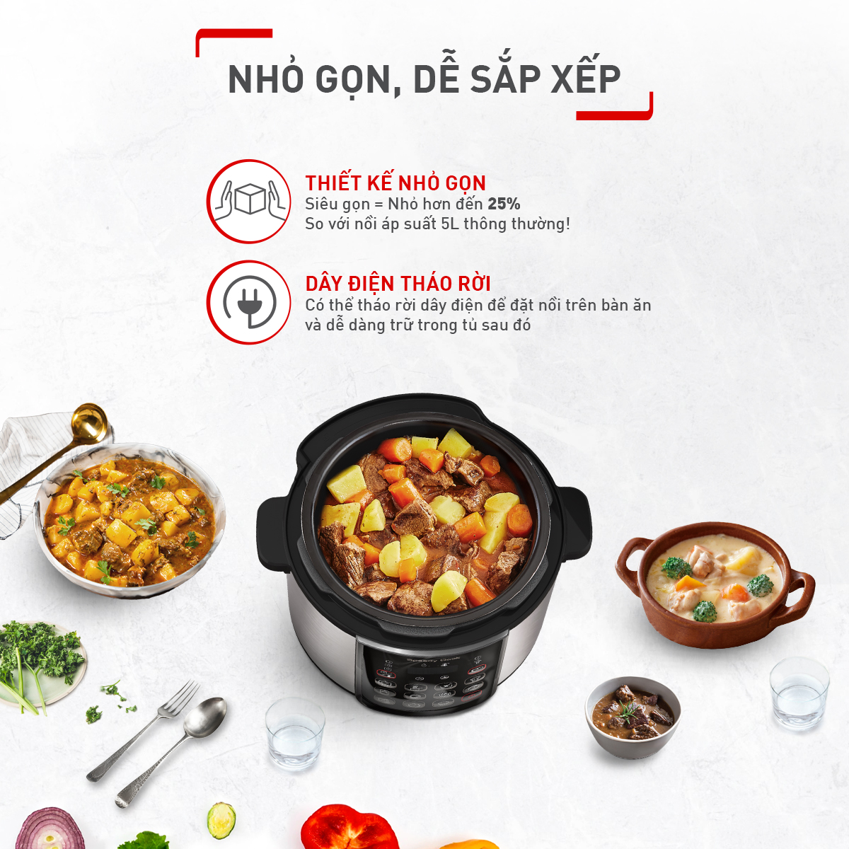 Nồi áp suất điện đa năng Tefal Speedy Cook 5L CY222D68 - Hàng chính hãng