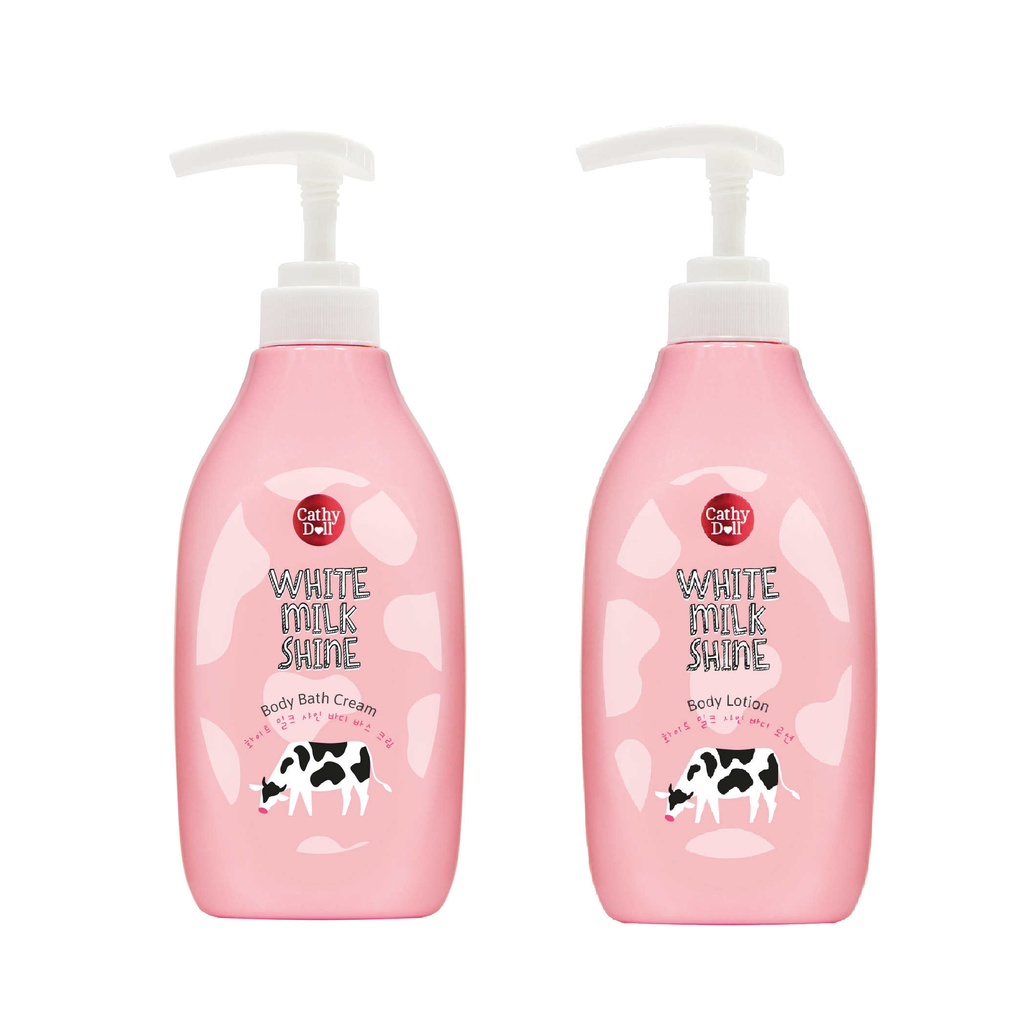 Bộ Sản Phẩm Kem Tắm Sữa Bò Cathy Doll White Milk Shine Body Bath Cream 450ml