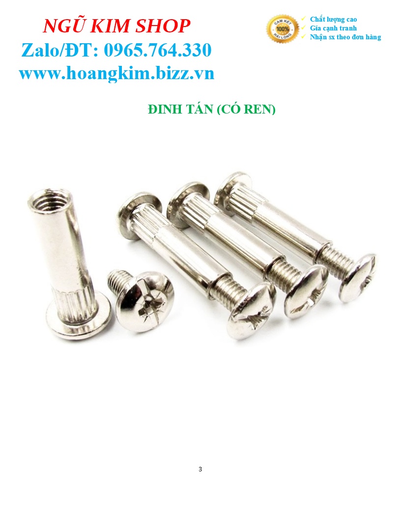 TÁN DÙ ĐẦU PAKE _ ĐINH TÁN CÓ REN THEO BỘ