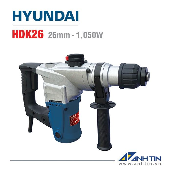Máy khoan đục Hyundai HDK26 | Công suất 1.050W | Đường kính mũi khoan 13mm, mũi đục 26mm