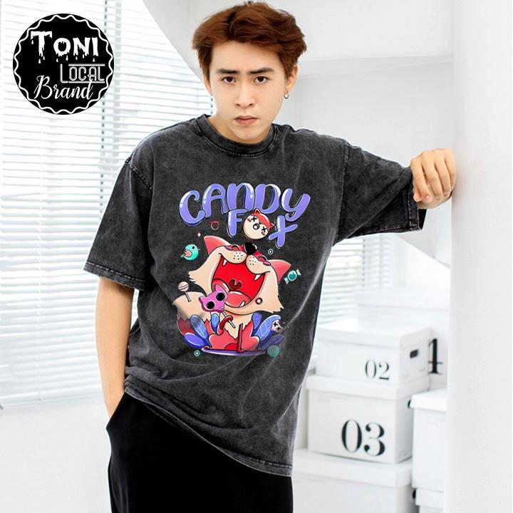ÁO THUN Tay Lỡ CANDY Local Brand Unisex Cotton 100 Form Rộng Nam Nữ