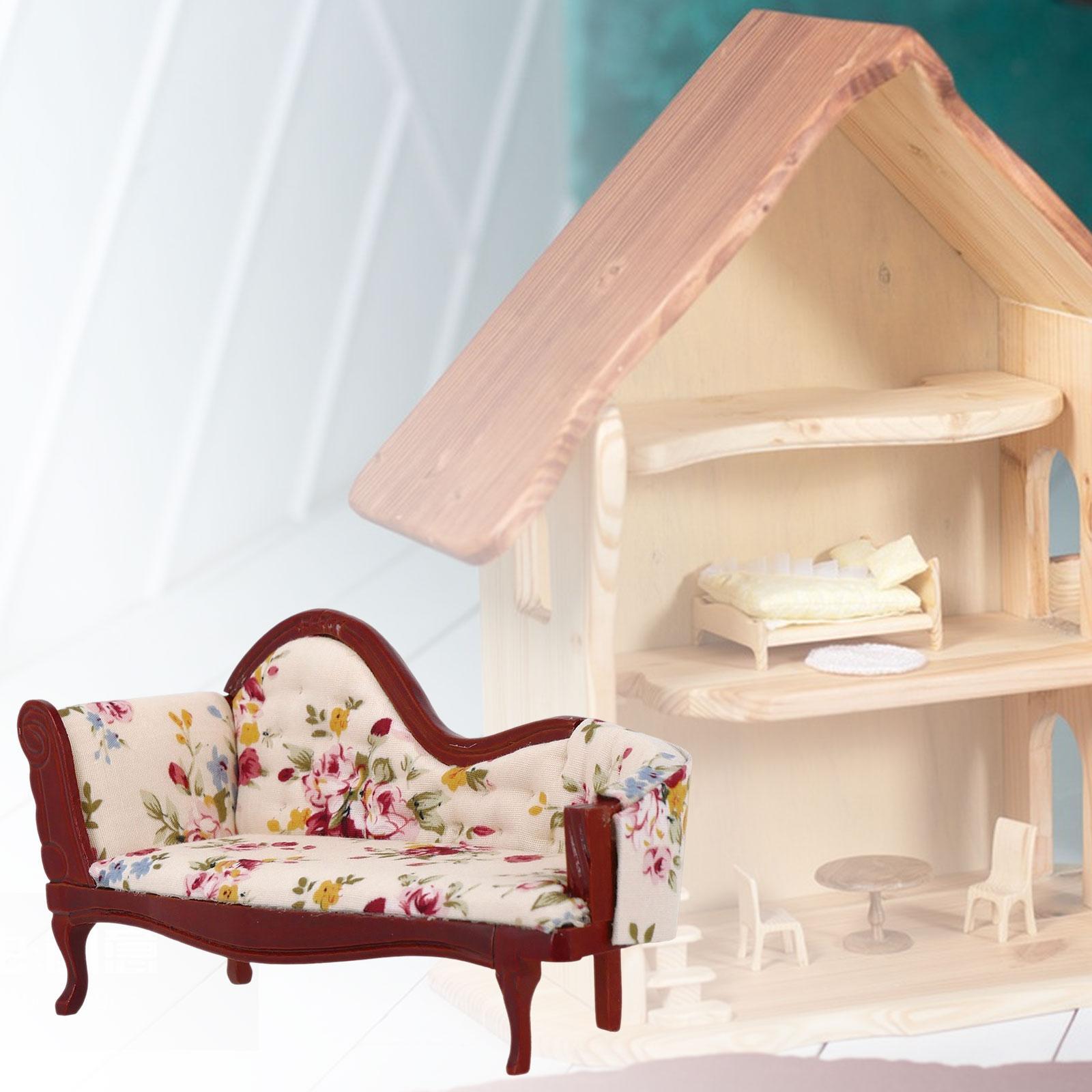 Miniature Doll House Sofa Stool Chair ,Accessory Furniture Model Toys, Simulation 1:12 for Doll Living Room Home Outdoor Ornaments