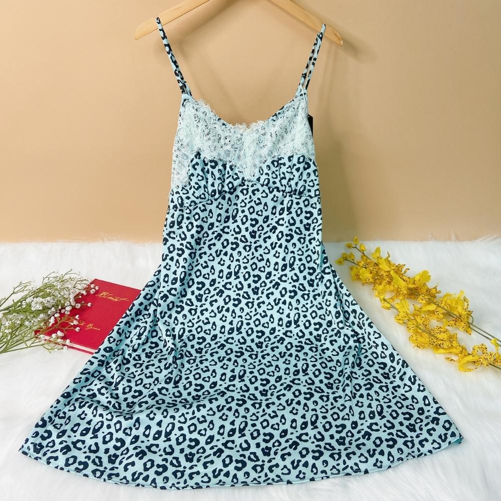 Set áo choàng kèm váy ngủ 2 dây gợi cảm VILADY - S109 kiểu tay dài phối ren bo gấu xinh Sexy chất liệu lụa Pháp cao cấp