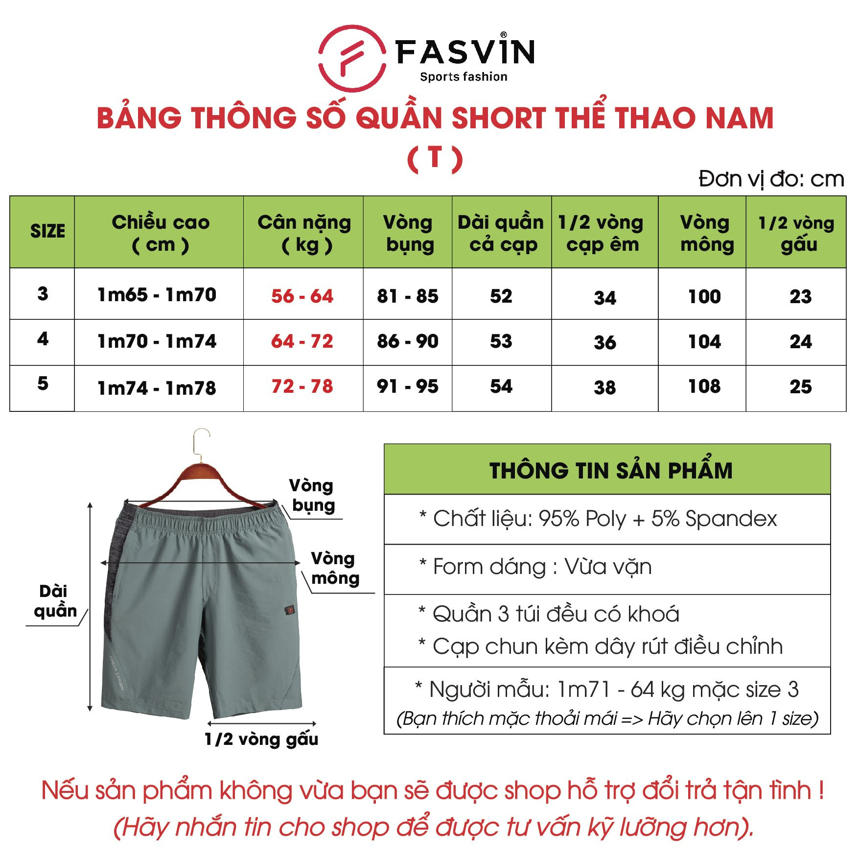 Quần short thể thao nam Fasvin T21437.HN vải co giãn thoải mái thiết kế mạnh mẽ khoẻ khoắn