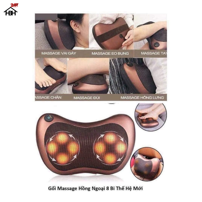 Gối mát xa 8 bi cao cấp mới