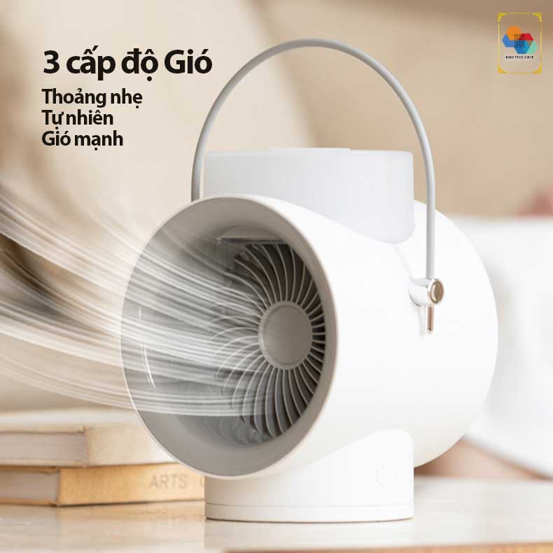 Quạt không dây tạo ẩm WT-F50 kết hợp tinh dầu tạo hương thơm, tự đông xoay 120º, 3 cấp độ gió, kiêm đèn ngủ, hàng chính hãng