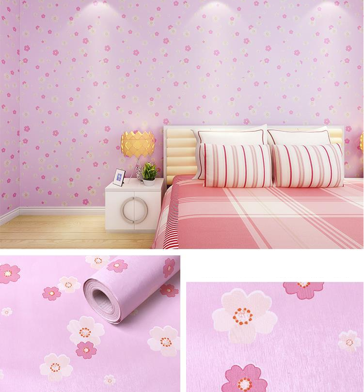 Combo cuộn 10 mét Decal giấy dán tường hoa mai hồng khổ 45cm mặt sau có keo sẵn