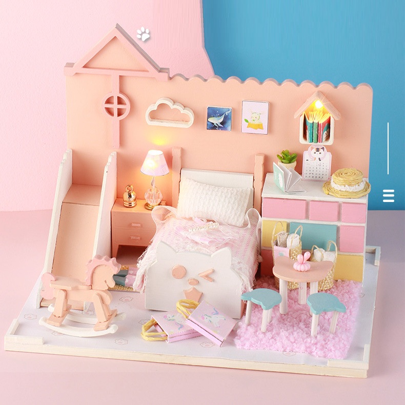 Mô hình nhà DIY Doll House Mia's Cat House Kèm Mica Chống bụi