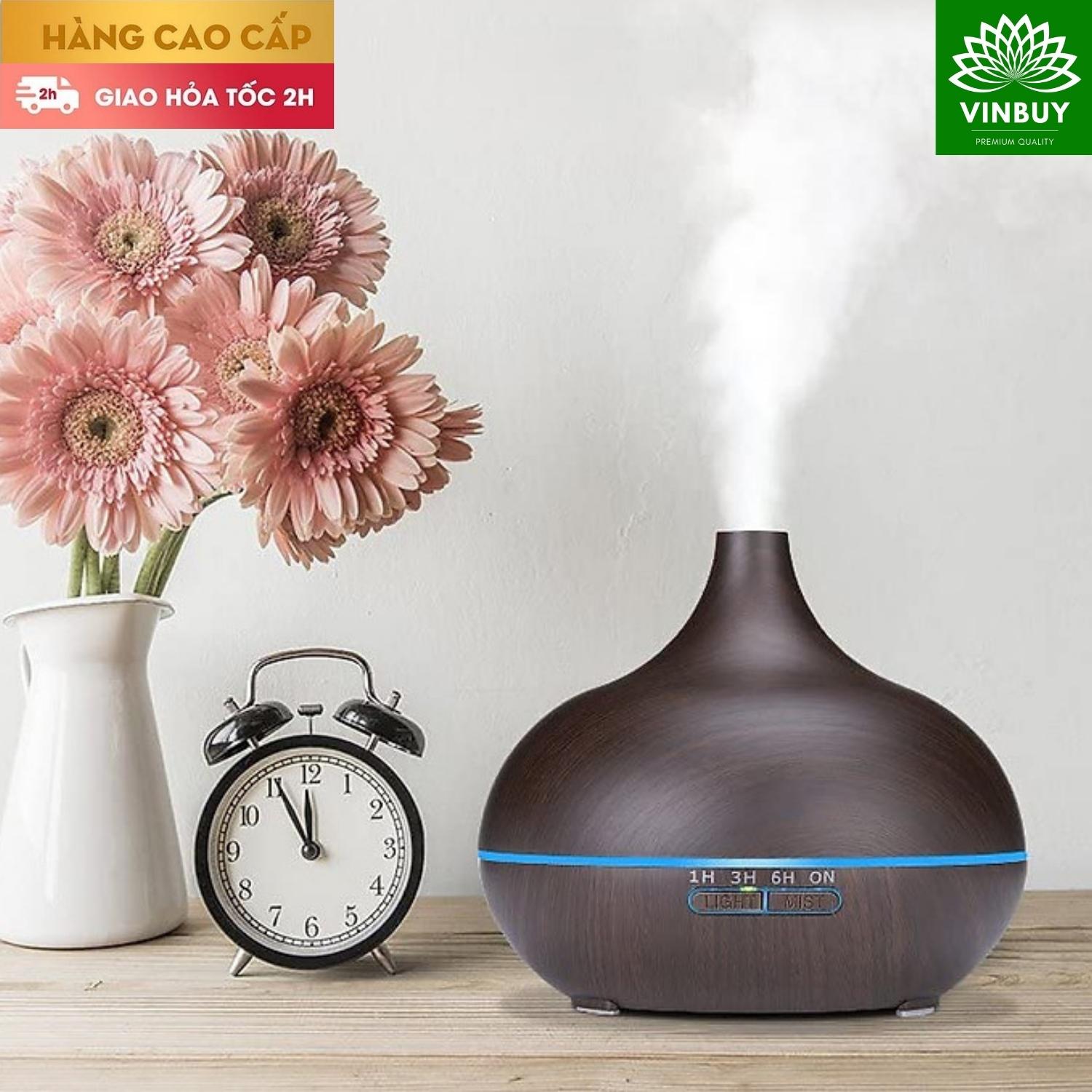Máy Khuếch Tán Tinh Dầu Cao Cấp Bầu Tiên - Máy Xông Tinh Dầu Siêu Âm 550ml - Tặng Kèm Điều Khiển Từ Xa - Giúp Khuếch Tán Tỏa Hương Thơm Phòng - Hàng Chĩnh Hãng - VinBuy