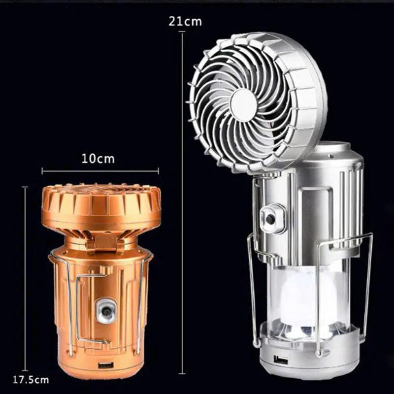 Đèn bão kiêm quạt năng lượng mặt trời (màu vàng)