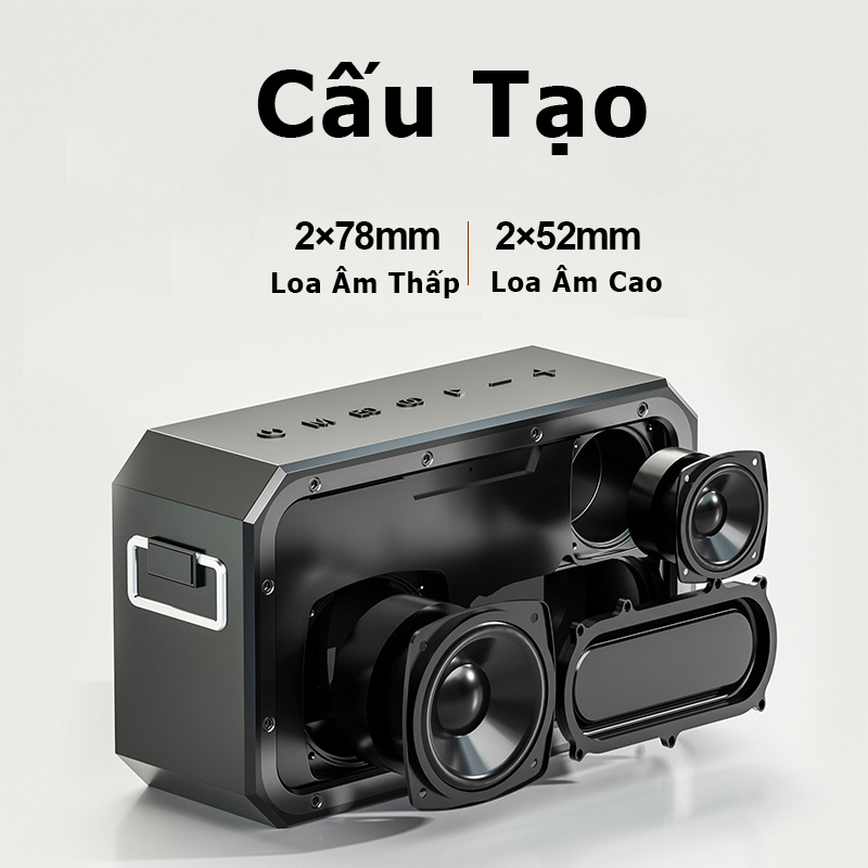 Bộ Loa Bluetooth không dây nghe nhạc, micro bluetooth không dây hát Karaoke cao cấp 120W công suất lớn Super Bass có cổng usb, thẻ nhớ, line 3.5mm pin 15600MAH sạc Type C Chip DSP loa kết nối TWS lên 240W Hàng Chính Hãng PKCB