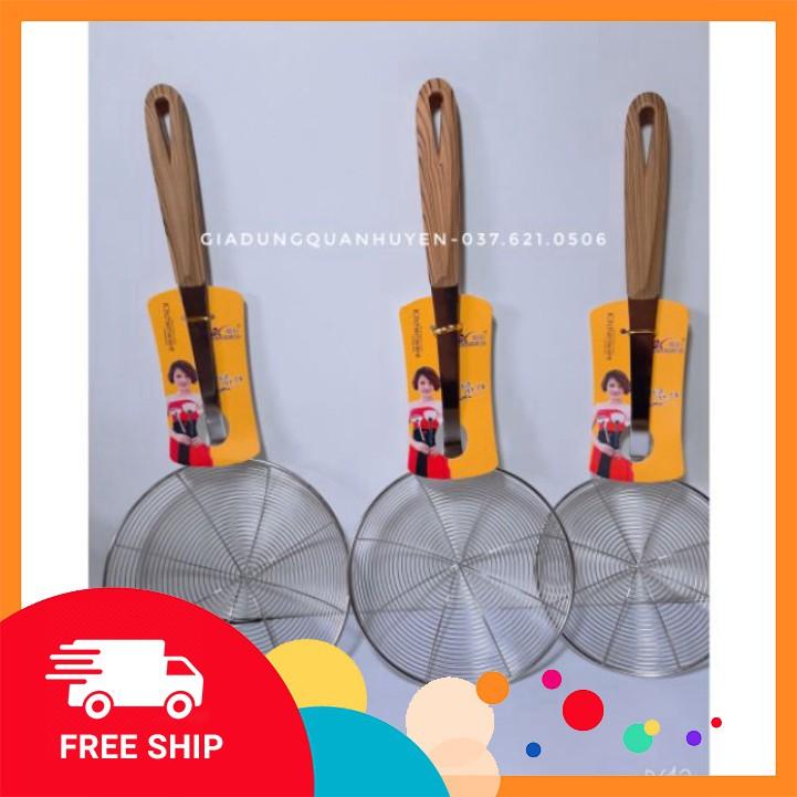 Chao, vợt ăn lẩu vớt thức ăn inox cán gỗ hàng dày cao cấp GDTA