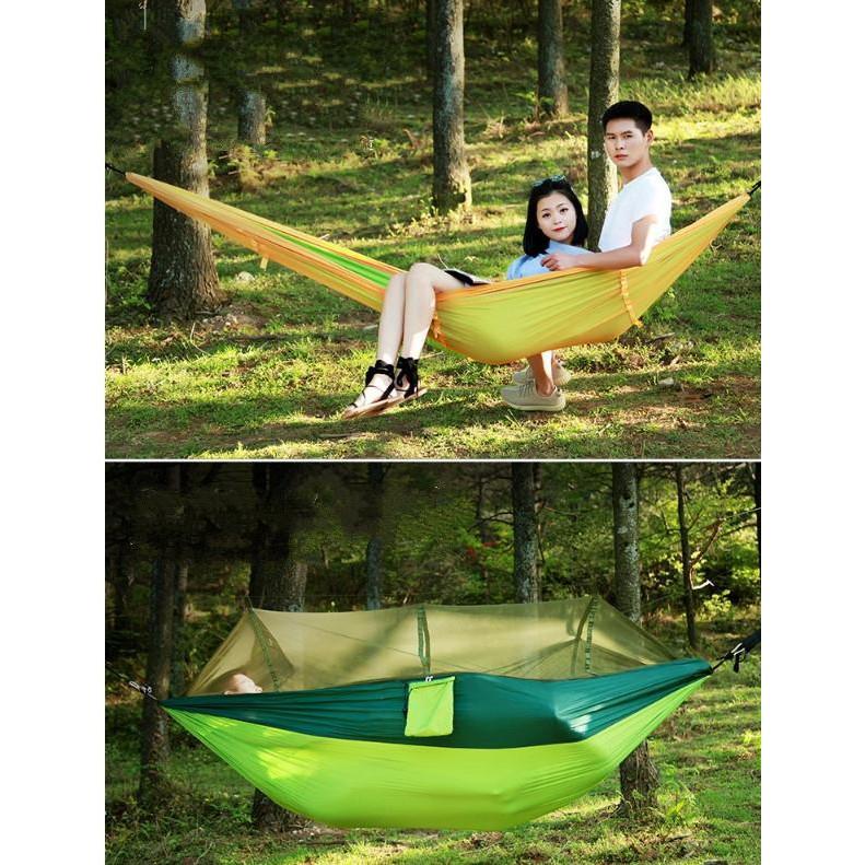 Võng du lịch có mùng HomeCarpet sợi Poyester cao cấp (260x140cm) (Xanh lá )  - Home and Garden