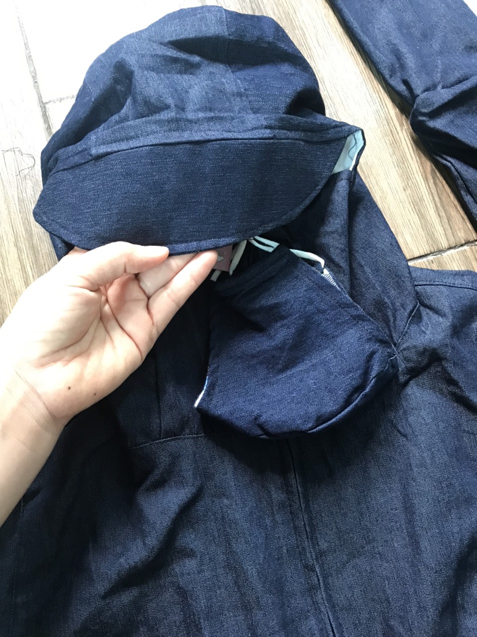 Áo chống nắng nữ toàn thân vải bò jean 2 lớp dáng xòe không xẻ sau che kín chân thoáng mát mẫu mới 2023