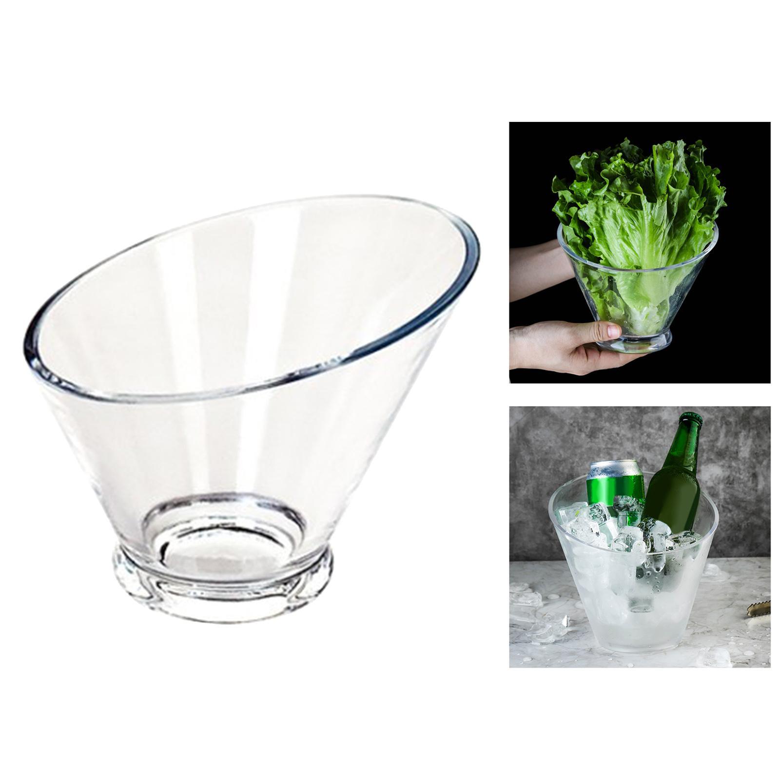 2Pcs Clear Acrylic Salad Bowl Angled Light Weight for Appetizer Family Party