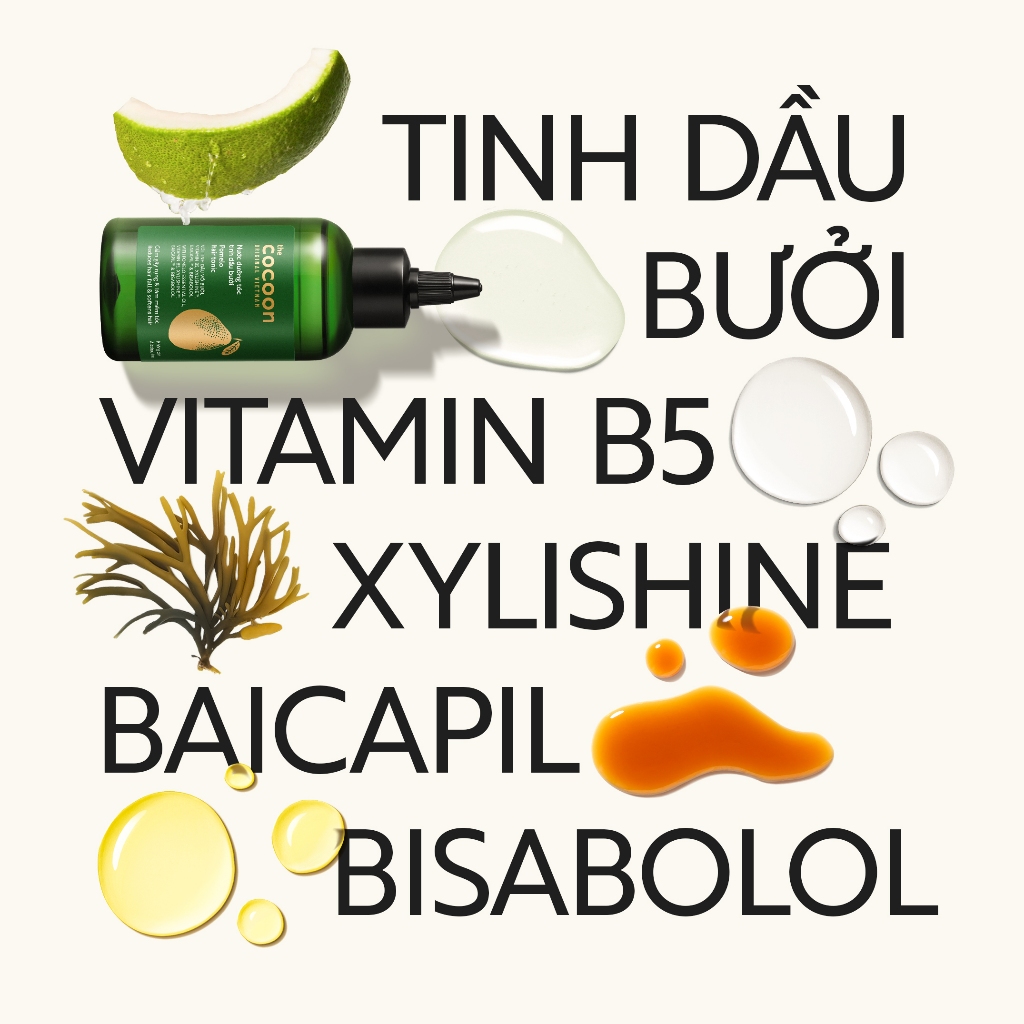 Combo Dầu gội bưởi + Nước dưỡng tóc tinh dầu bưởi Cocoon giúp tóc giảm gãy rụng