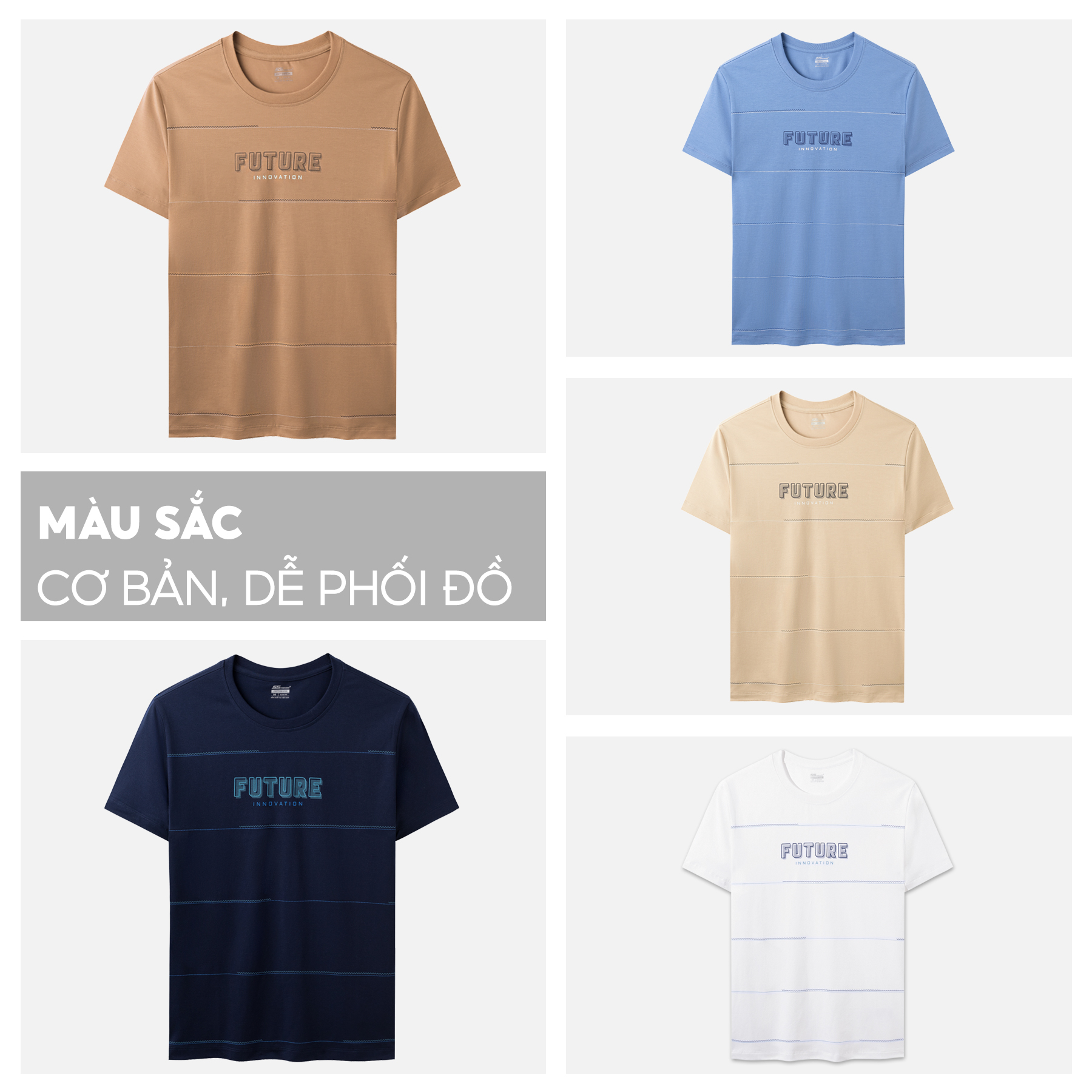 Áo Thun Nam Ngắn Tay 5S FUTURE, Chất Cotton USA, Mềm Mịn, Thấm Hút, Mát, Co Giãn, In Trẻ Trung