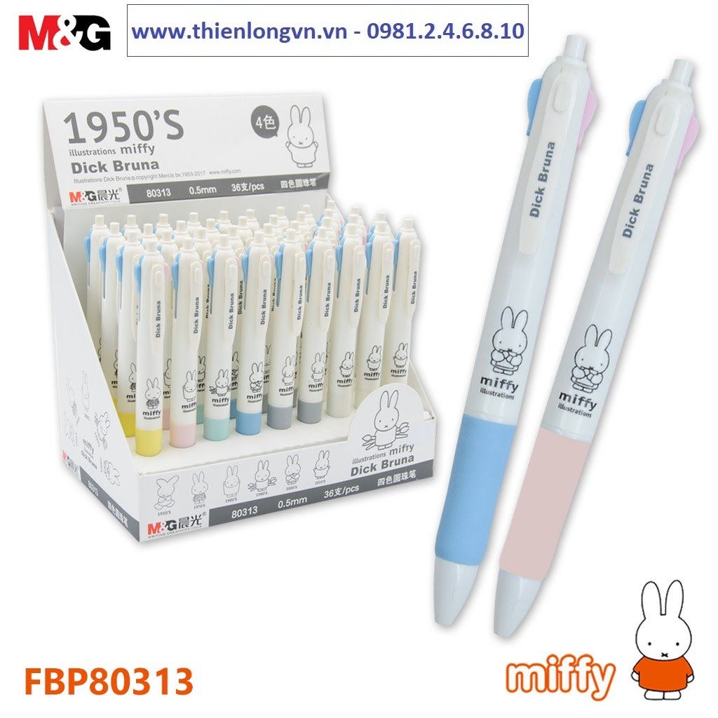 Bút bi 4 màu 0.5mm thỏ Miffi M&amp;G - FBP80313