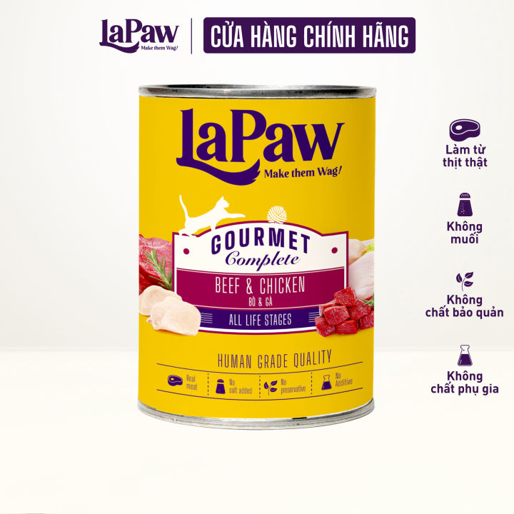 Pate cho chó - mèo laPaw Gourmet cao cấp dạng nhuyễn hộp 375g