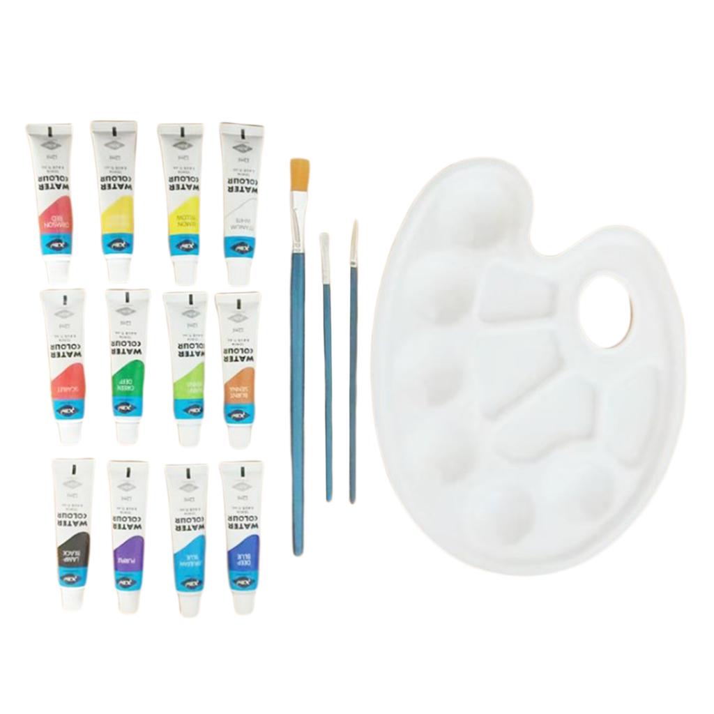 12 Tube Acrylic Paint Set with Palette and Nylon Brush DIY Art Supply Craft