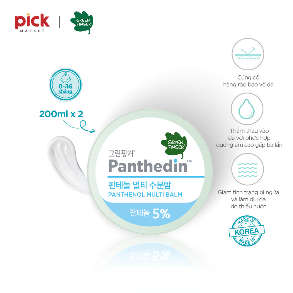 Sáp Dưỡng môi Dưỡng ẩm da Đa Năng cho bé  GREENFINGER PANTHEDIN 5% PANTHENOL MULTI BALM 14g