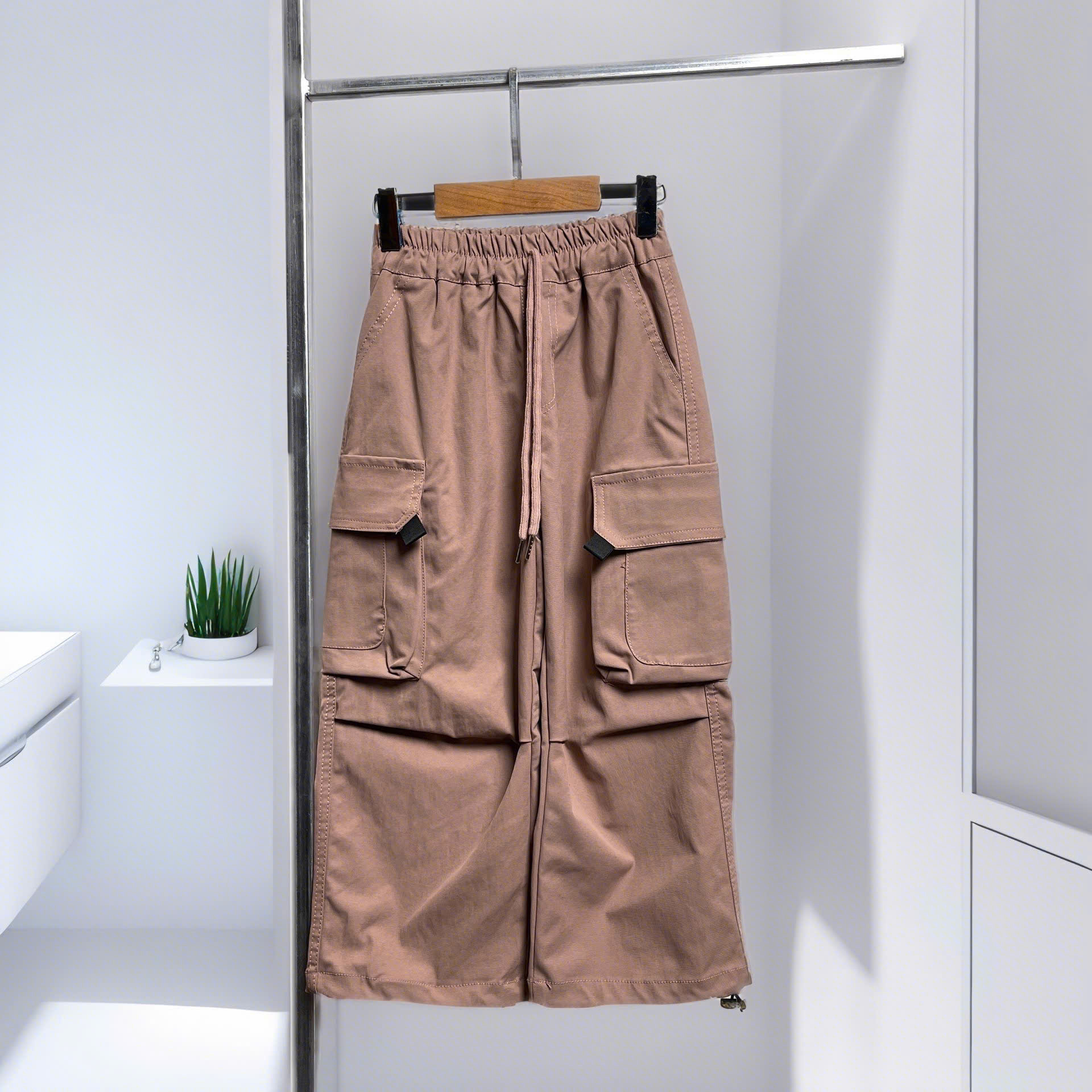 Quần kaki bé gái ống suông 5-10 tuổi túi hộp gập ống dáng thể thao hàng Quản Châu cao cấp