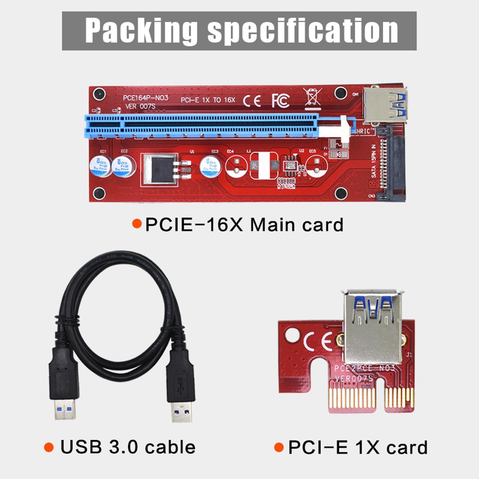 5x VER007 PCI-E Riser Card 007S PCI Express SATA Power for Ethereum Mining