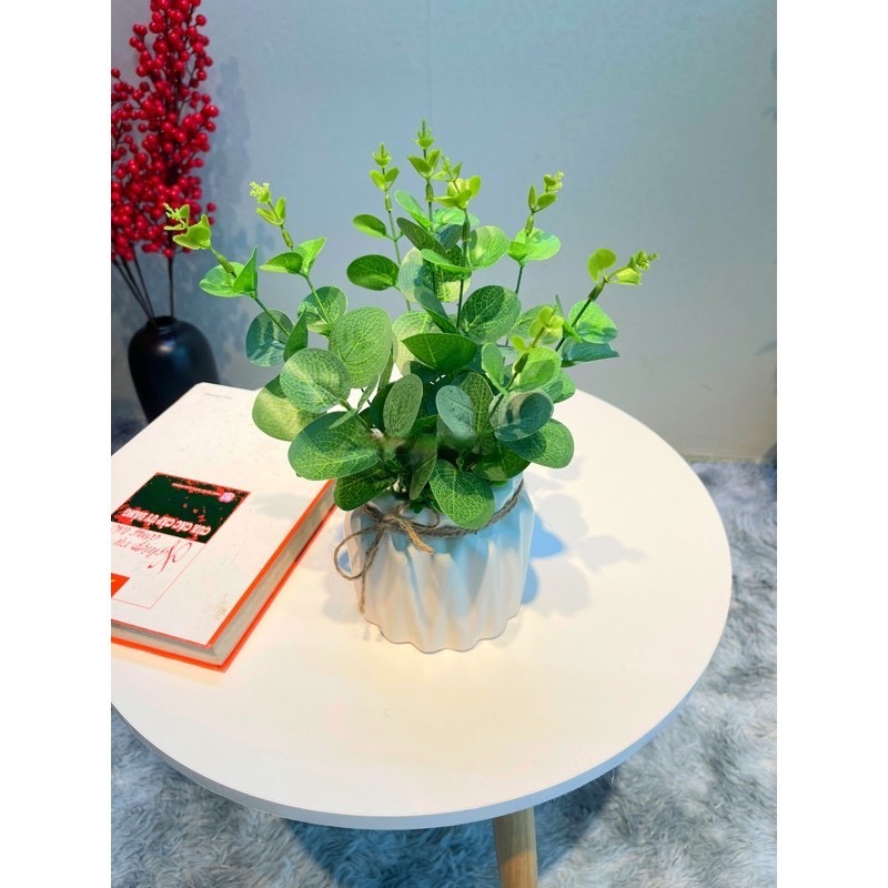 Cành lá táo giả - Bình cắm sẵn - cao 35cm - Cây giả, hoa lụa Decor trang trí nhà cửa