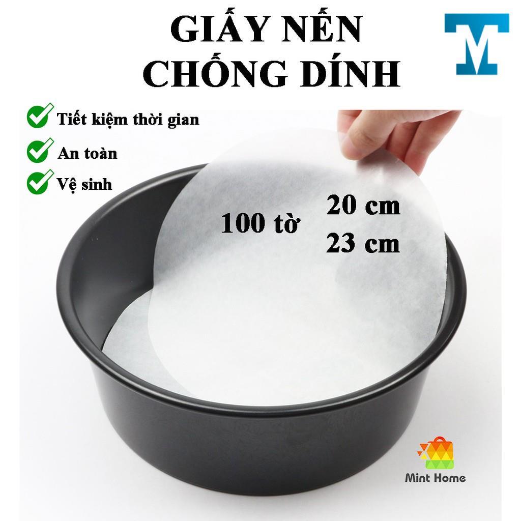 100 Tờ Giấy nến tròn chống dính lót cho nồi chiên không dầu, khuôn làm bánh, lò nướng thịt loại ko đục lỗ