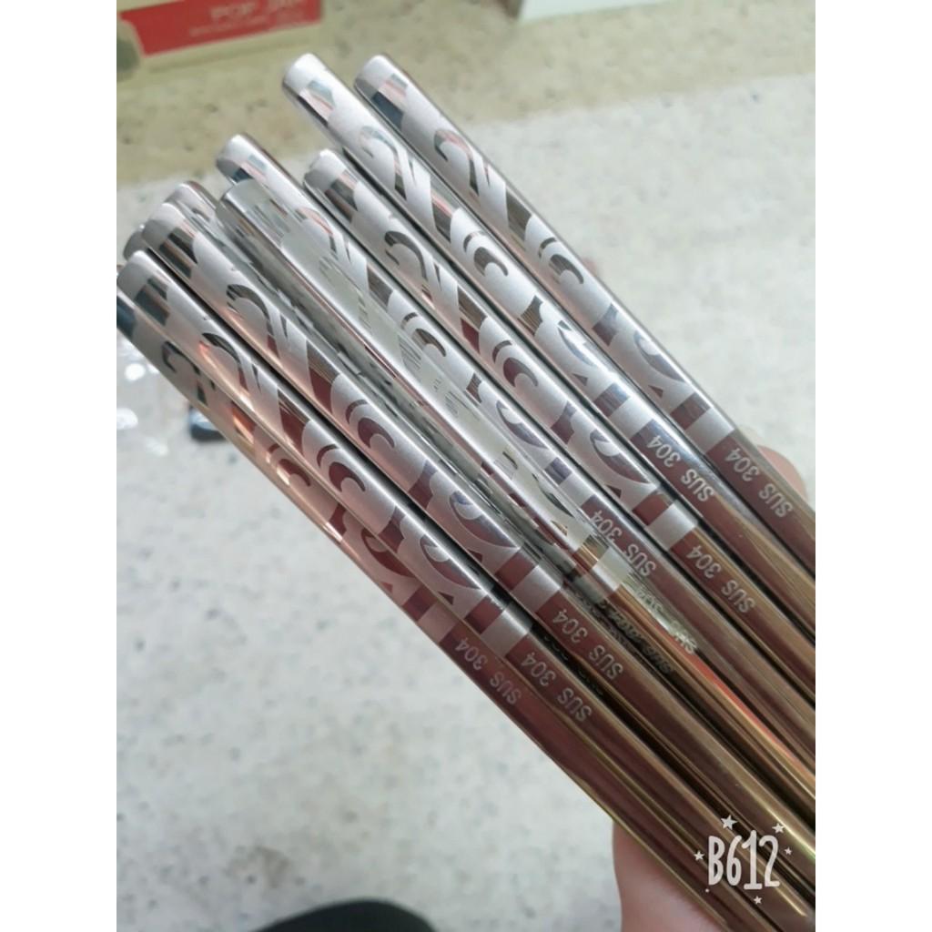 Bộ 5 đôi đũa SUS inox 304 đăc ruột chống trượt cao cấp KOREA màu bạc/vàng sang trọng dài 22 cm