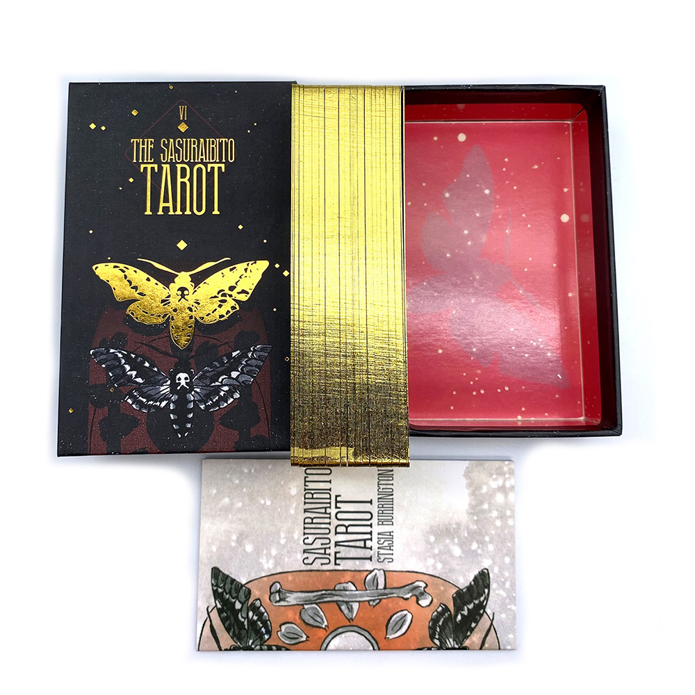 [Mạ Cạnh Size Gốc] Bài Tarot  The Sasuraibito  Hộp Cứng Cao Cấp 78 Lá Bài Mạ Vàng Size Gốc Đá Thanh Tẩy