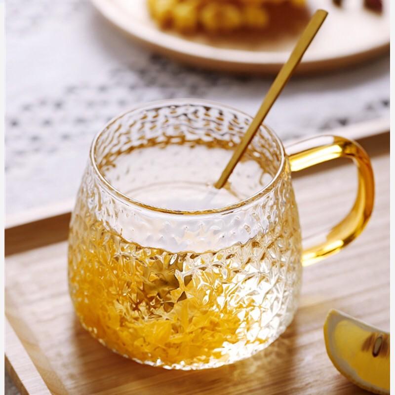 Bộ bình ly cốc thủy tinh Vân dập nổi cao cấp 1 Bình 4 cốc thủy tinh có quai