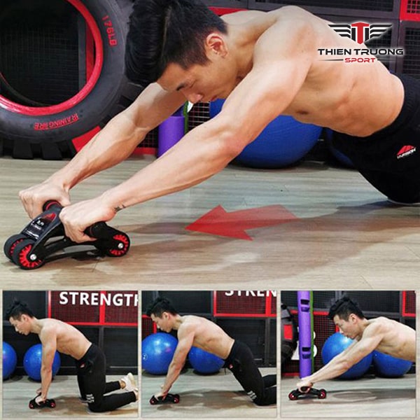 Con lăn tập bụng AB Wheel 2023 kèm thảm kê gối, có lò xo kéo về tiện lợi dễ sử dụng
