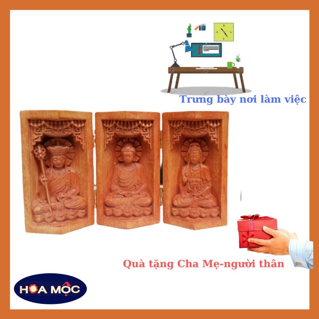 Tượng Tam Thánh Ta Bà màu nâu gỗ [free ship]tượng Địa Tạng Vương bồ tát, làm quà tặng, trang trí