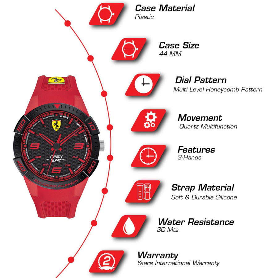 Đồng Hồ Ferrari Nam Dây Cao Su Quartz 0830748