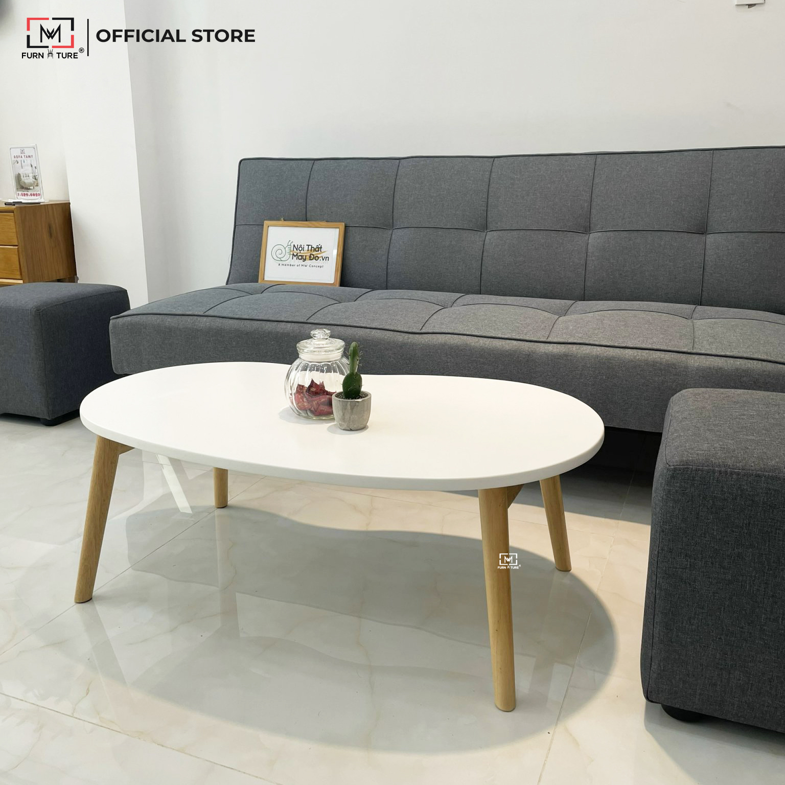 BÀN TRÀ/ SOFA HÌNH HẠT ĐẬU CHÂN GẤP HÀN QUỐC - D TBLE - TRĂNG