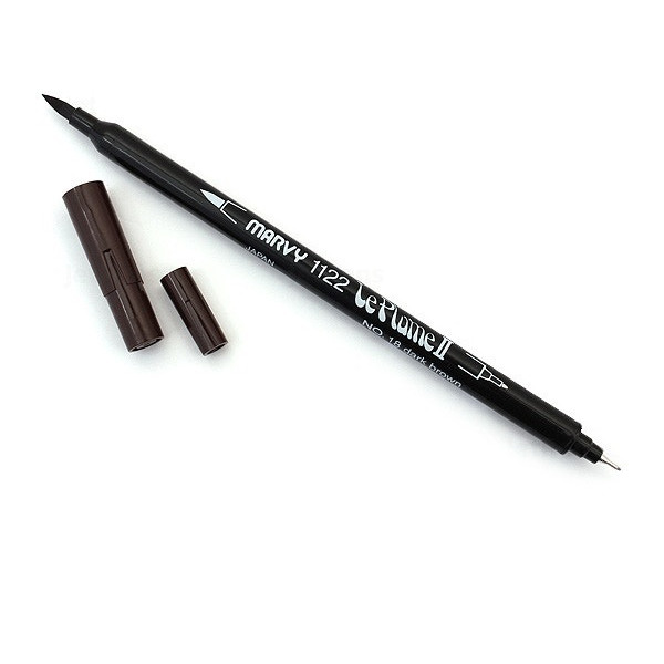 Bút lông hai đầu màu nước Marvy LePlume II 1122 - Brush/ Extra fine tip - Dark Brown (18)