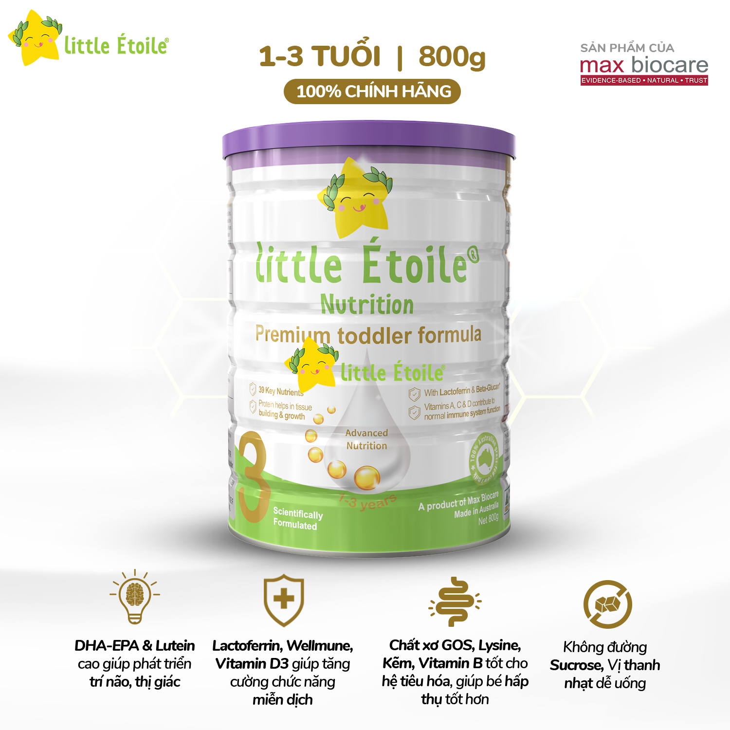 Combo 3 lon sữa bột ngôi sao nhỏ Little Étoile số 3 (1-3 tuổi) 800g