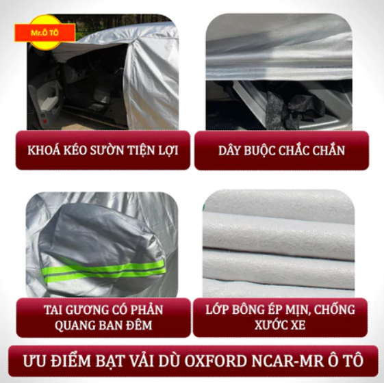Bạt phủ ô tô vải dù Oxford cao cấp - Mr Ô Tô 10 size độc quyền - Bảo vệ xe tuyệt đối - Bảo hành 2 năm