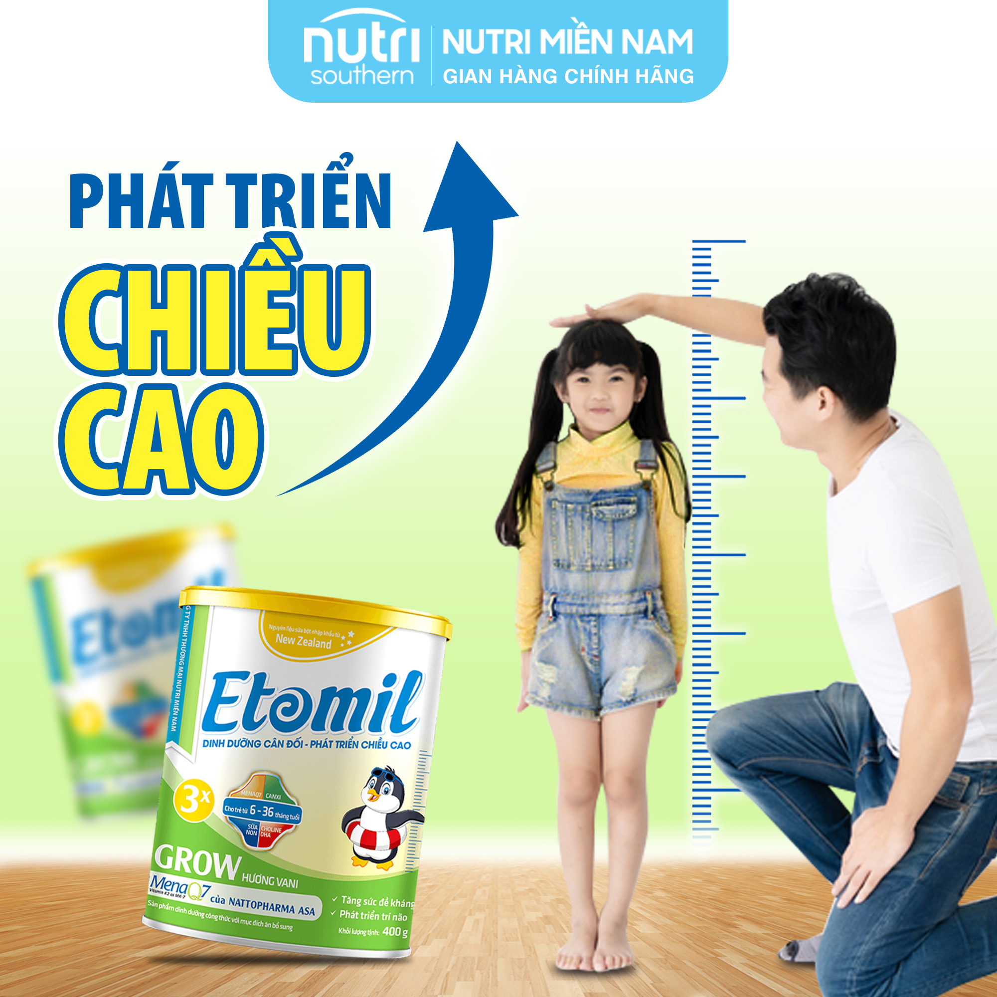 Sữa Etomil 3X Grow hộp 700gram - Giúp bé tăng cường phát triển chiều cao