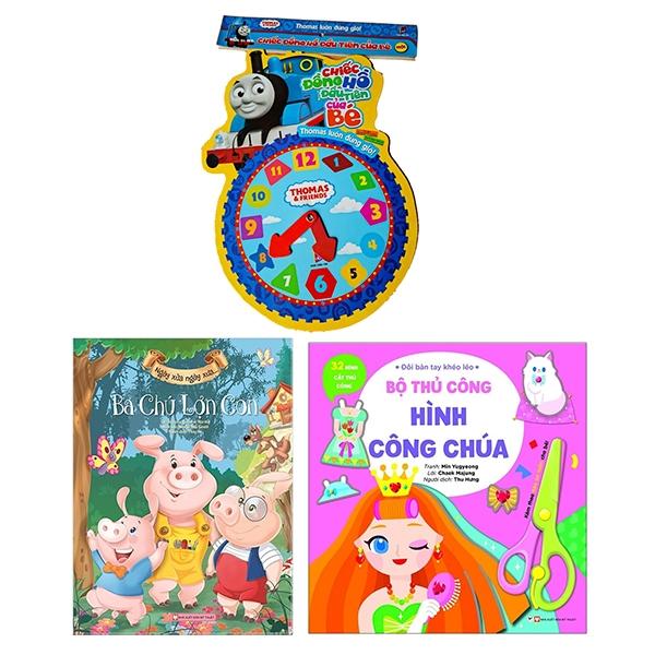 Bộ Sách Ngày Xửa Ngày Xưa - Ba Chú Lợn Con + Bộ Thủ Công Hình Công Chúa - Đôi Bàn Tay Khéo Léo + Thomas - Chiếc Đồng Hồ Đầu Tiên Của Bé