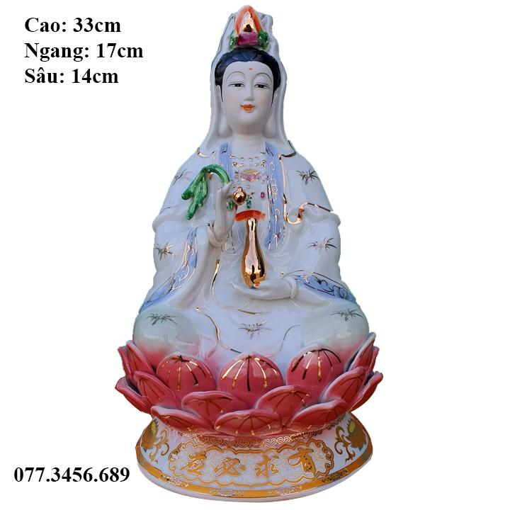 Tượng Phật Bà Quan Âm 14in Màu Xanh