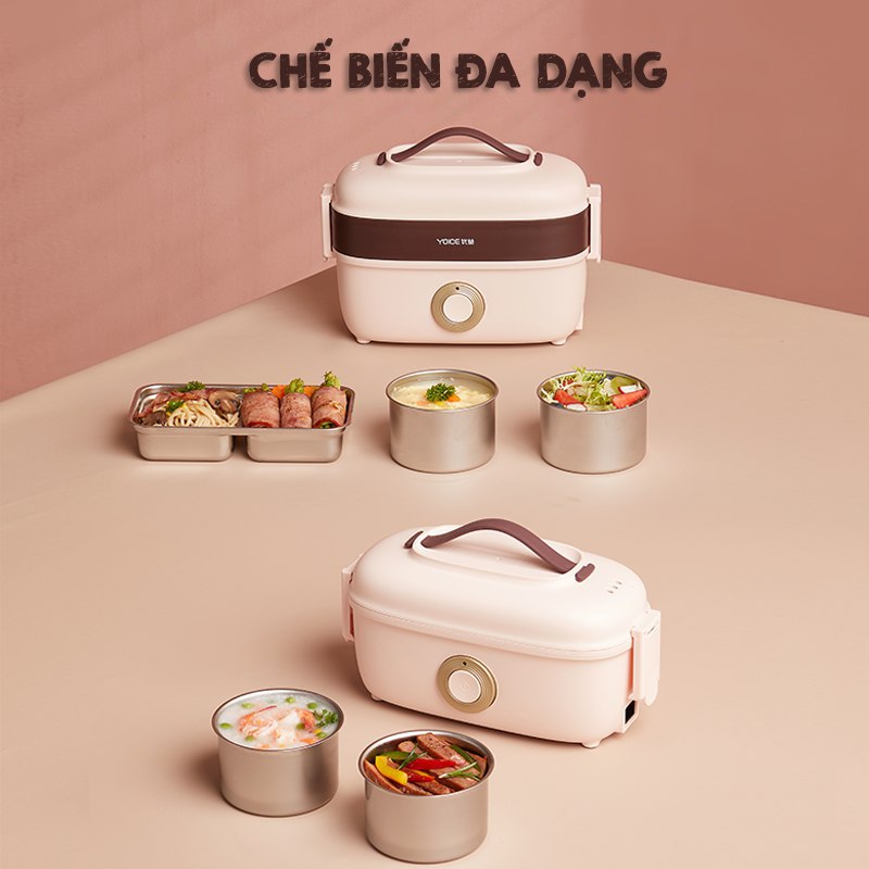 Hộp cơm điện hâm nóng và giữ nhiệt đồ ăn Yoice 2 tầng khay inox không gỉ thích hợp cho nhân viên văn phòng - HÀNG CHÍNH HÃNG