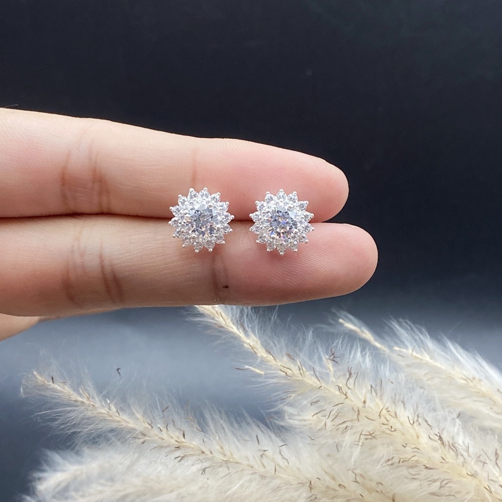 Hoa Tai, Bông Tai Nữ Hoa Đá Hàng Chính Hãng Bạc Hiểu Minh HT377