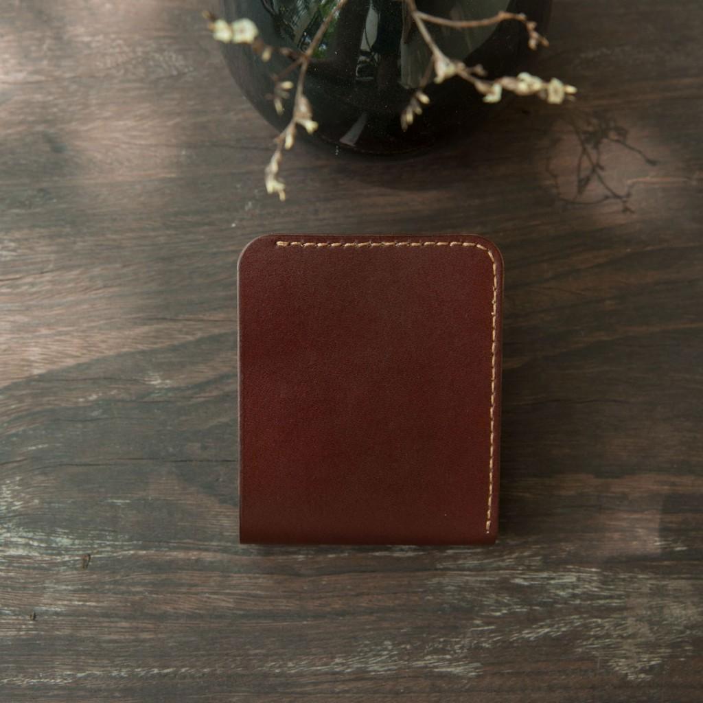Mẫu ví đơn giản - nhỏ gọn - da bò thật - màu nâu - handmade by dtleather DT025