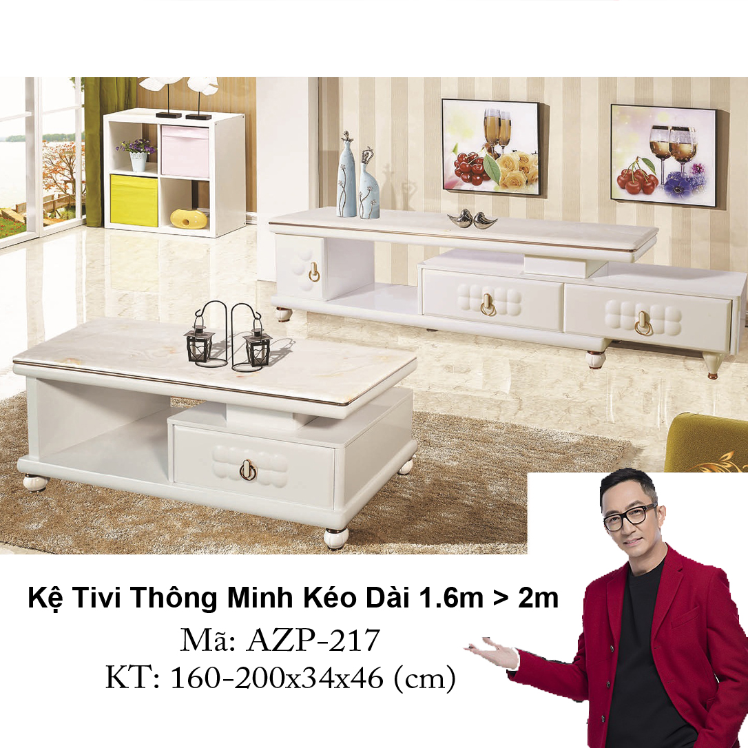 Kệ Tivi Mặt Đá Thông Minh Kéo Dài AZP-TV217 / Dòng Cao Cấp