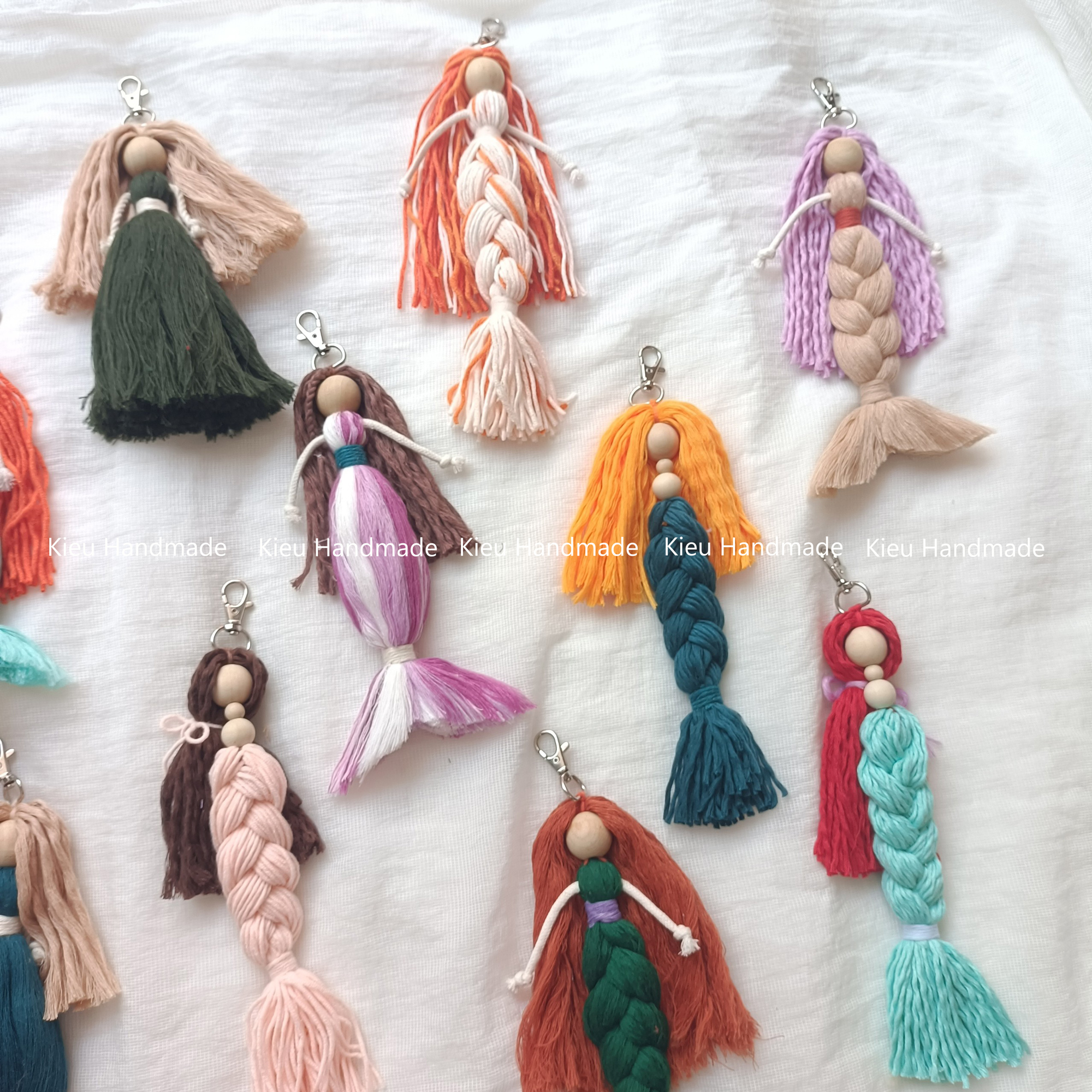 Móc khoá búp bê macrame, móc khoá nàng tiên cá